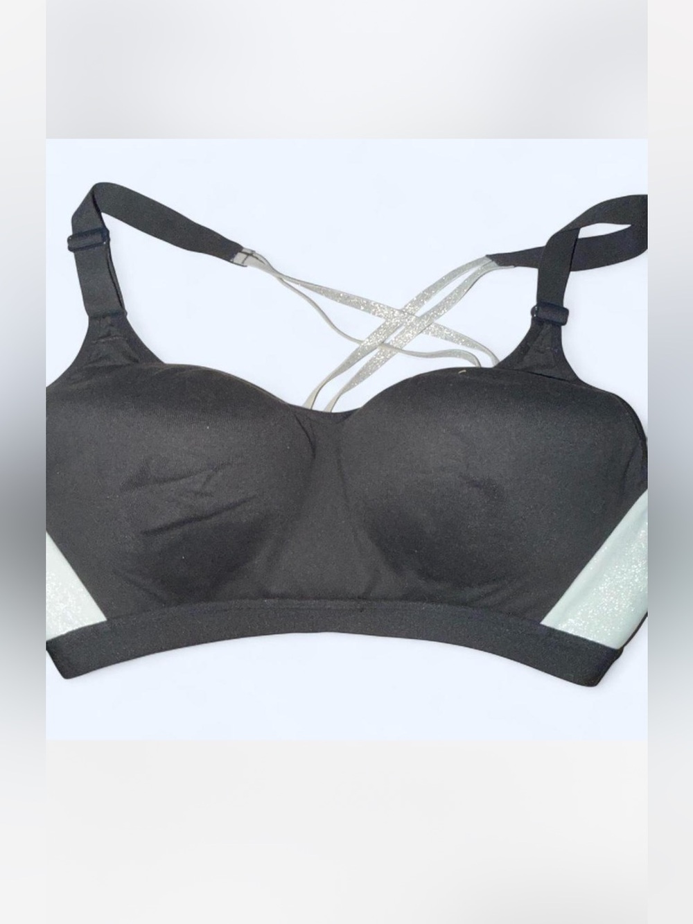 Victoria’s Secret Black Glitter-Strap Sports Bra